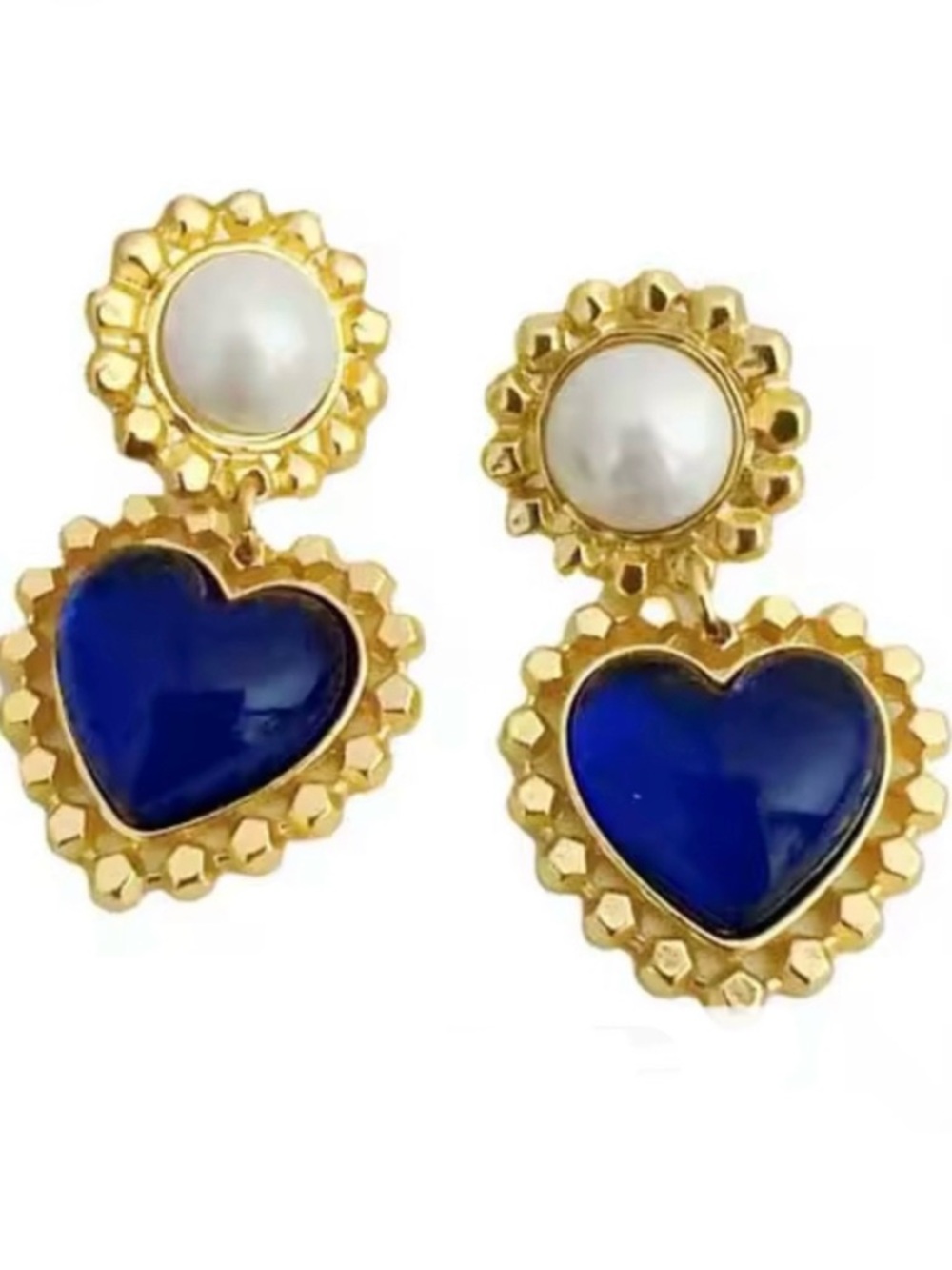 KATE SPADE NEW YORK ♠️ PEARL & BLUE HEART DROP EARRINGS
